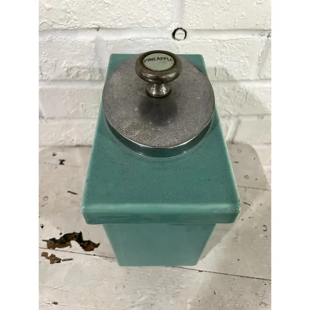 Vintage Hall China Jade Green Pineapple Soda Fountain Dispenser w/ Lid & Ladle